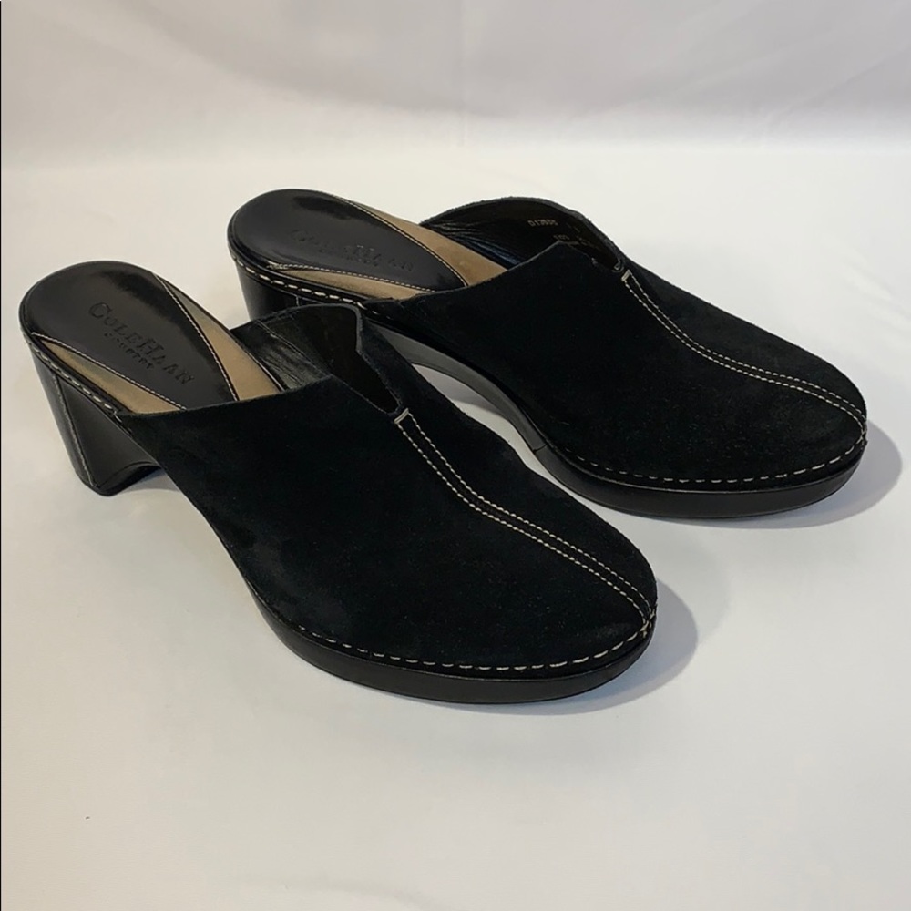 Cole Haan 9 Evita Black Suede Mules With Box